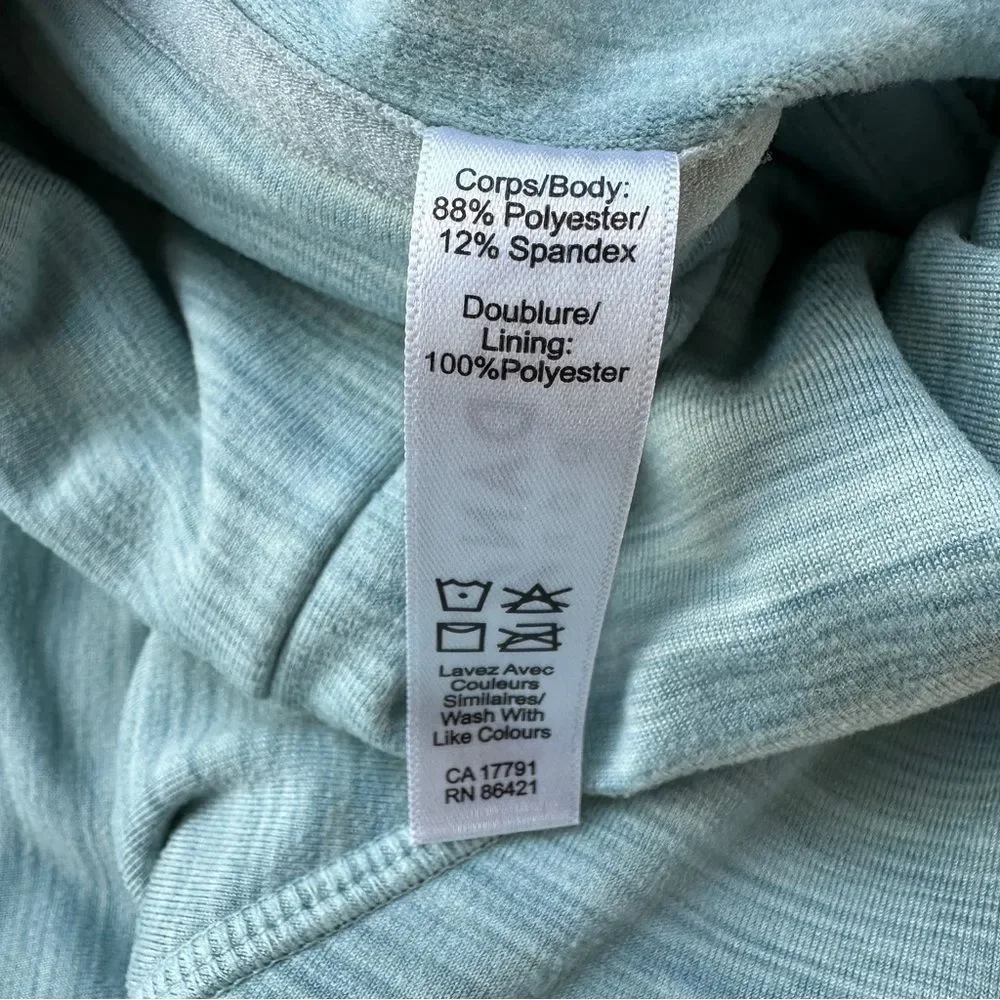 EUC Kyodan Pullover Heather Green Funnel Neck Thumbholes Zip Pockets Small - Picture 8 of 15